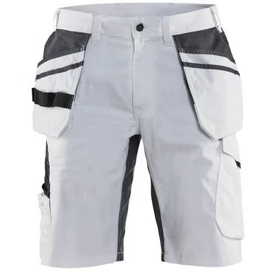Image de Short peintre stretch blanc/gris foncé