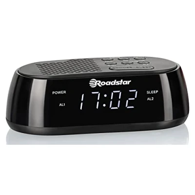 Afbeelding van Roadstar CLR 2477 Digitale FM wekker, USB aansluiting met snel opladen, 2 alarmen, groot lcd display, snooze functie, uitschakeltimer, zwart