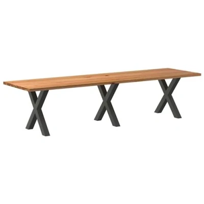 Image de vidaXL Table à manger marron clair bois de chêne massif rectangulaire3304364