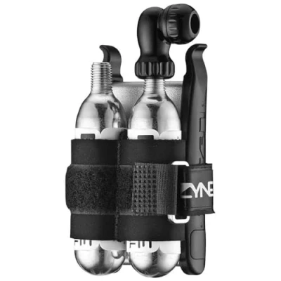 Afbeelding van Lezyne Twin Kit 25G Bandenreparatieset Speed Drive CO2, 2x CO2 cartridges &amp; Lever Schrader en Presta ventielen Zwart