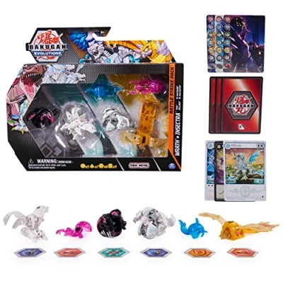 Afbeelding van Bakugan 6 gevechtsballen &quot;Evolutions&quot; met 1 platinumbal (Haos Wrath), 2 Basic Balls (Darkus Trox, Haos Nillious), Geogan (Aurelus Insectra), Nanogan (Aquos Blade, Darkus Clutch)