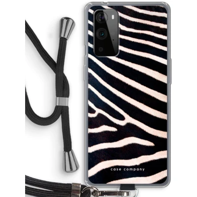 Afbeelding van Case Company® hoesje met Koord geschikt voor OnePlus 9 Pro Zebra Telefoonhoesje Zwart Bescherming aan alle Kanten en Over de Schermrand