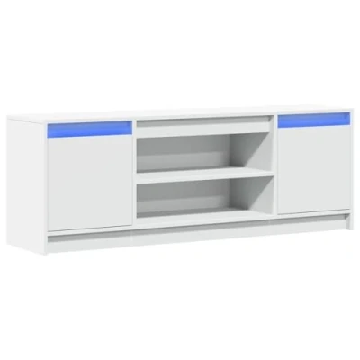 Image de vidaXL Meuble TV avec LED blanc 139,5x34x50 cm bois d&#039;ingénierie852194