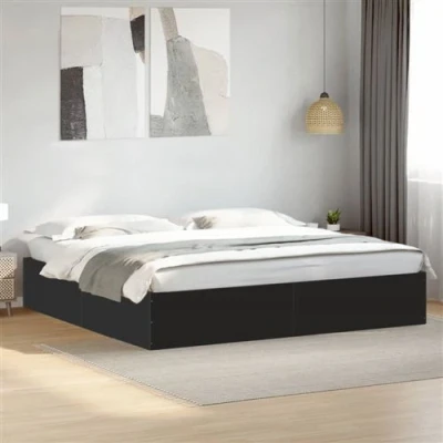 Afbeelding van vidaXL Bedframe massief hout zwart 200x200 cm