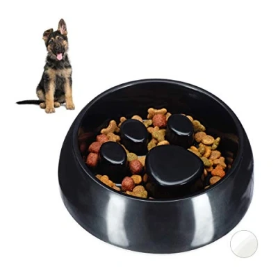 Afbeelding van Relaxdays voerbak voor katten en honden, langzame voeding, zwart