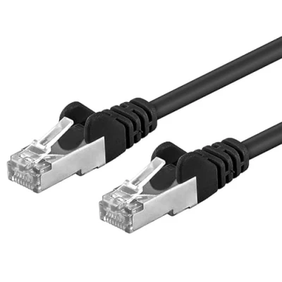 Afbeelding van PremiumCord CAT6a ethernet, LAN en patchkabel, 10 Gbit/s, S/FTP PIMF afscherming, AWG 26/7, 100% Cu, snel flexibel robuust, zwart, 1,5 m