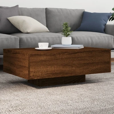 Afbeelding van Salontafel met LED verlichting 85x55x31 cm bruineikenkleurig