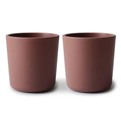 Image de mushie Tasse de vaisselle pour enfants Ensemble 2 tasses table réutilisables Résistantes au lave et micro ondes Facile à tenir l&#039;enfant Fabriqué Danemark Woodchuck