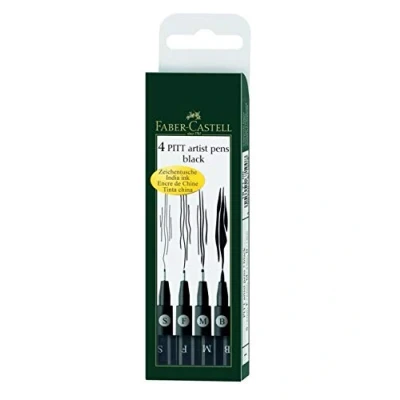 Afbeelding van Faber Castell Balpen Pitt Artist Pen zwart Set 4 (f, S, M, b)