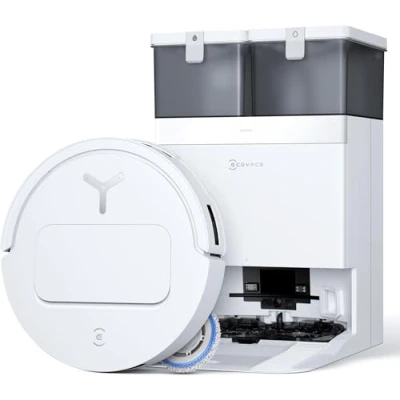Afbeelding van ECOVACS T50 Pro Omni robotstofzuiger, 15.000 Pa, verbeterd door T30 Omni, uittrekbare zijborstel en dweil, automatische toevoeging van reinigingsoplossing, wassen met warm water 75 C, wit