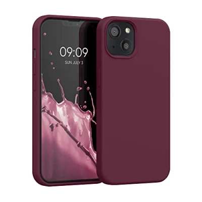 Afbeelding van kwmobile telefoonhoesje geschikt voor Apple iPhone 13 Hoesje met siliconen coating Smartphone case in wijnrood