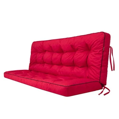 Afbeelding van Hobbygarden Zitkussen, bankkussen, voor tuinbank, schommelkussen, vloerkussen schommelbank, binnen en buiten, 180 cm, rood