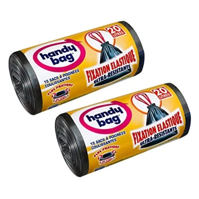 Afbeelding van Handy Bag Vuilniszakken, 20 l, elastische bevestiging, zeer resistent, 15 stuks