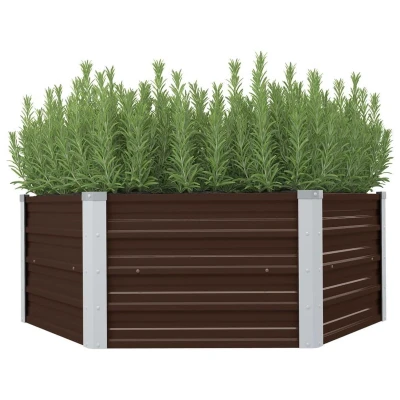 Afbeelding van Plantenbak verhoogd 129x129x46 cm gegalvaniseerd staal bruin