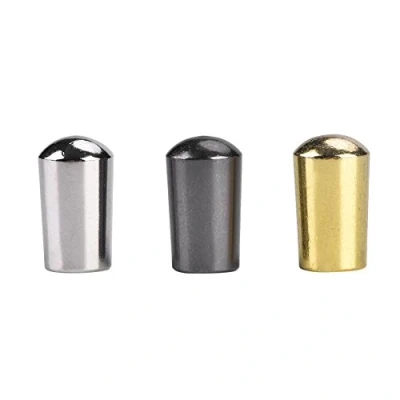 Afbeelding van Dilwe 3 stuks gitaarschakelaarknoppen, koperen schakelaarkap voor elektrische gitaar LP EPI (4 mm zilver + zwart goud)