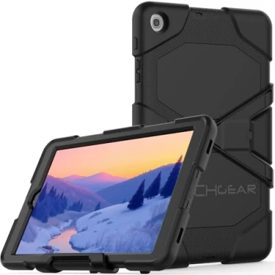 Afbeelding van TECHGEAR G Shock beschermhoes voor Samsung Galaxy Tab A 10,1 inch 2019 (SM T510 / SM T515) harde beschermhoes, hoge schokbescherming met afneembare standaard, kinderen, scholen,