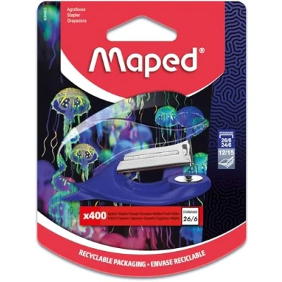 Afbeelding van Maped Deepsea Paradise nietmachine Bevestigt tot 15 vel 24/6 en 26/6 nietjes Metalen mechanisme Geleverd met 400