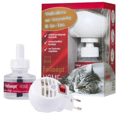 Afbeelding van Startpakket: verdamper + 2 flacons à 45 ml Felisept Home Comfort Set Kalmering voor katten