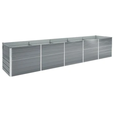 Afbeelding van vidaXL Hoogslaper, bloempot, plantenbak, bloembak, veranda, tuin, balkon, buiten, staal, verzinkt, 400 x 80 45 cm, Grijs
