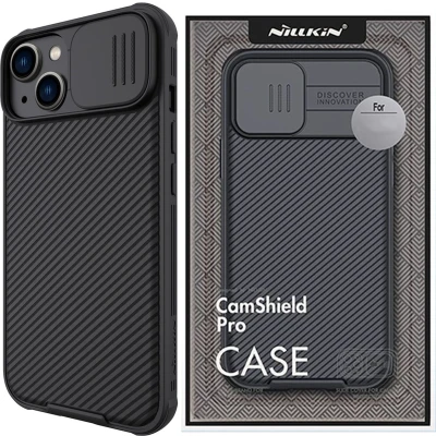 Afbeelding van Nillkin CamShield iPhone 14 Plus Hoesje Geschikt voor Draadloos Opladen met Magnetische Ring Camera Slider Zwart