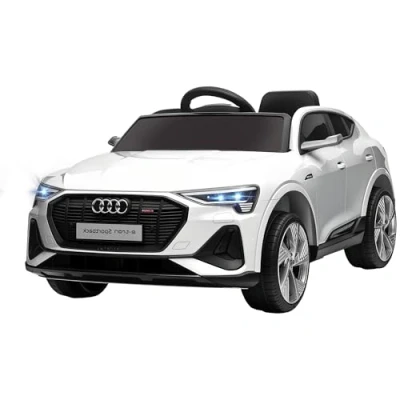 Afbeelding van HOMCOM Sportback S Line Elektrische speelgoedauto 12 V Max. snelheid 5 km/u, geluidseffecten, verlicht, afstandsbediening, USB poort, MP3, wit