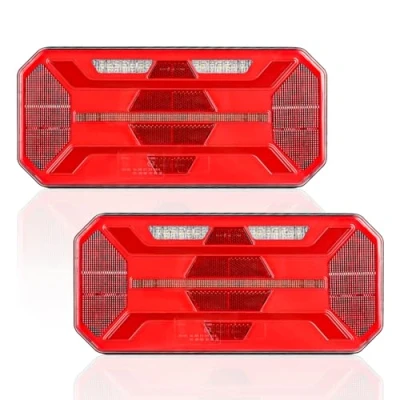 Afbeelding van AOHEWEI 2 stuks aanhangerachterlichten, 12 V/24 V, super helder, waterdicht, knipperlicht, remlicht, achterlicht, mist, reflector, lamp voor aanhanger, vrachtwagen, caravan, bestelwagen, tractor