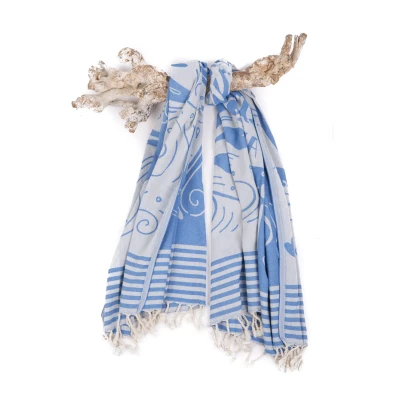 Afbeelding van Hamamdoek Hello Summer Blue van Call it Fouta!