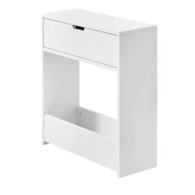Afbeelding van SoBuy BZR48 W Toiletpapierhouder, Badkamer Toilet Kast Witte Niche Badkamermeubels Badkamerkast Houten Vloer 20 x 55 60 cm