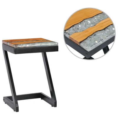 Afbeelding van Salontafel 30x30x50 cm massief teakhout en polyresin
