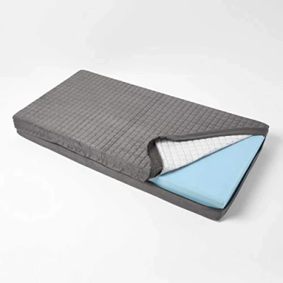 Afbeelding van Homescapes grijze velours zitkussenhoes voor 2 zits bankkussens, 100 x 50 10 cm