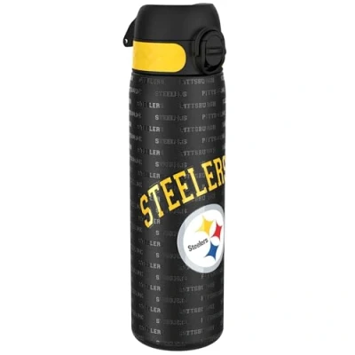 Afbeelding van ION8 Drinkfles van roestvrij staal, 600 ml, lekvrij, gemakkelijk te openen, veilige vergrendeling, vaatwasmachinebestendig, draaggreep, duurzaam, 3D motief NFL, Steelers