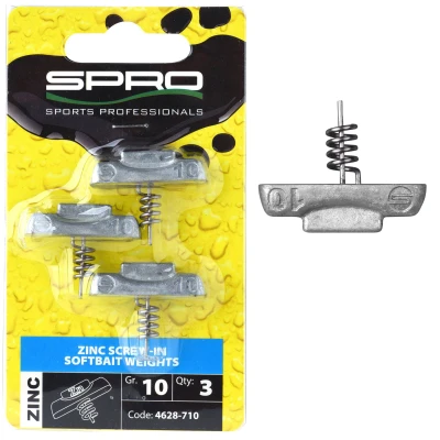Afbeelding van Spro Zinc Screw In Softbait Weights (3pcs) Maat : 3g