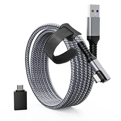 Afbeelding van Tiergrade 3M Link kabel compatibel met Quest2/Pico 4, USB A naar C 5 Gbps gegevensoverdracht, nylon gevlochten 3.0 voor VR headset en gaming pc