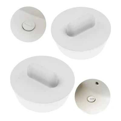 Afbeelding van Set van 2 witte universele pluggen Ø 32 tot 26,5 mm boven aan de onderkant, rubberen afvoerstop voor ventieltop 1 1/8 inch, wastafel, badstoppen