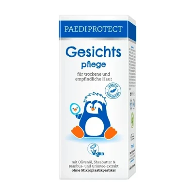Image de PAEDIPROTECT crème de soin du visage pour bébé et enfant 75 ml, sans parfum microplastique, le peaux sèches sensibles, ingrédients végétaliens, apaisant