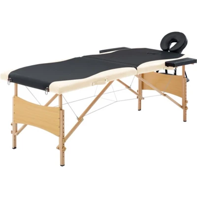 Afbeelding van vidaXL Massagetafel inklapbaar 2 zones hout zwart en beige