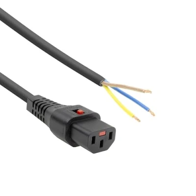 Afbeelding van C13 (met IEC Lock) stroomkabel met open einde 3x 1,00mm / zwart 2 meter