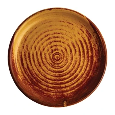 Afbeelding van Olympia Canvas ronde borden met smalle rand roestoranje 18cm