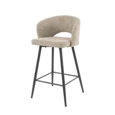 Afbeelding van Giga Meubel Barstoel Salon Zand Bouclé Zithoogte 69cm Set van 2