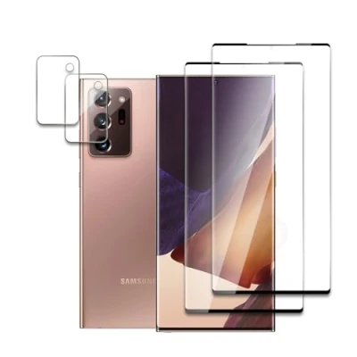 Afbeelding van 2 stuks beschermfolie van gehard glas + camera folies compatibel met Samsung Galaxy Note 20 Ultra 5G, 3D gebogen Edge to Edge, 9H hardheid, schokbestendig, krasbestendig