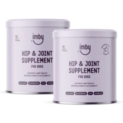 Afbeelding van Imby &quot;Gewrichten&quot; Honden Supplement 2 Potten Collageen, MSM &amp; Glucosamine Hond Hondensnacks Hondenvoeding voor spieren en gewrichten 100% Natuurlijke Hondenkoekjes Probiotica 180 Hondensnoepjes