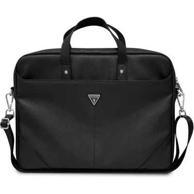Afbeelding van Guess Saffiano Triangle Logo Laptoptas (15&quot;/16&quot;) Zwart