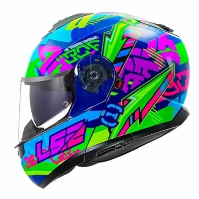 Afbeelding van LS2 FF908 Strobe II systeemhelm Svent blauw groen XL
