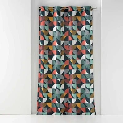 Afbeelding van douceur d&#039;intérieur, Gordijn met oogjes (140 x 240 cm) Rythmo oranje, bedrukt katoen