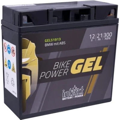 Image de intAct Batterie de moto en gel avec +30% puissance démarrage. Pour scooter, moto, quad, tracteur tondeuse Bike Power GEL51913, 0, 12 V, 21 Ah (c20), 300 A (EN) Dimensions : 185