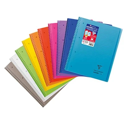 Image de Clairefontaine 396701C Un Cahier à Spirale Koverbook A4+ 22,5x29,7 cm 160 Pages Détachables Lignées Papier Blanc 90 g Couverture Polypro Couleur Aléatoire