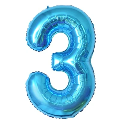 Afbeelding van Verjaardagsballonnen 3 jaar Opblaasbare ballonnen blauwe folieballonnen 40 inch 101 cm verjaardagsdecoratie ballon nummer verjaardag decoratie vliegen met helium