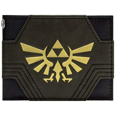 Afbeelding van Nintendo Zelda Textured Gold Triforce zwart portemonnee, zwart, één maat, zwart., Retro