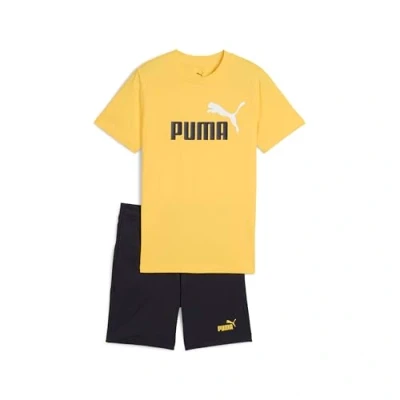 Afbeelding van Puma LOGO TEE AND Shorts Unisex SET Korte broeken voor kinderen, Maat: 152, Sunny yellow