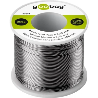 Afbeelding van Loodvrij soldeer, ø 0,56 mm, 250 g Samenstelling: 0,3% zilver, 0,7% koper, 96,5% tin, vloeimiddelgehalte: 2,5%, smeltpunt 217C